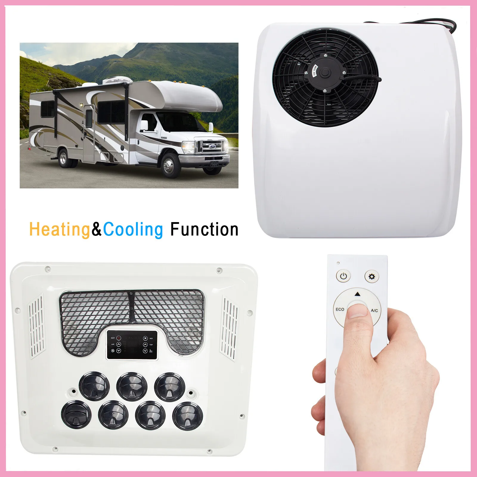 12V 13500BTU Rooftop RV Air Conditioner Electric AC Unit For Motorhome Trailer