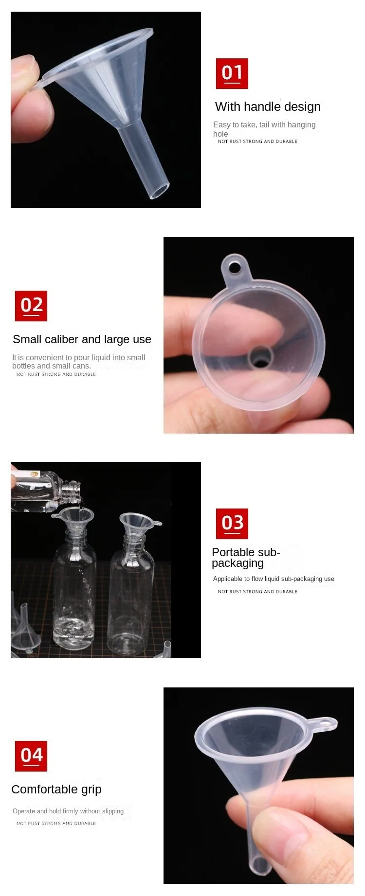 10 Stück Mini-Trichter füllung leere Flasche Verpackungs werkzeug für Reise Kunststoff Mini kleine Trichter für Parfüm Flüssigkeit unerlässlich – Detail 10