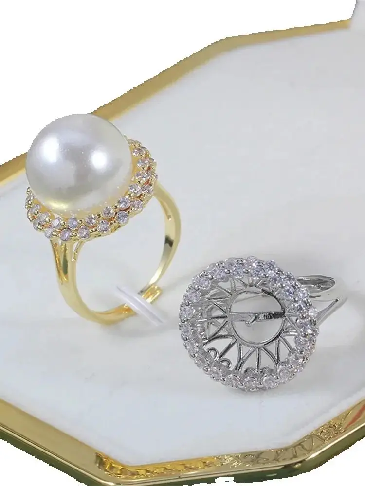 

19 Style Pearl Ring Empty Set Domestic 14K Gold Opening Ring Simple Fashion Ring Set Zircon Temperament Handmade DIY Accessories