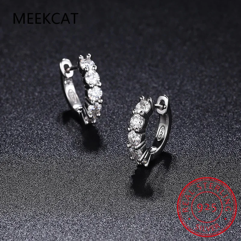 3/4mm 1/2CTTW Full Moissanite Hoop Earring for Women Sparkling Original 925 Sterling Silver Jewelry Lab Diamond Wholesale