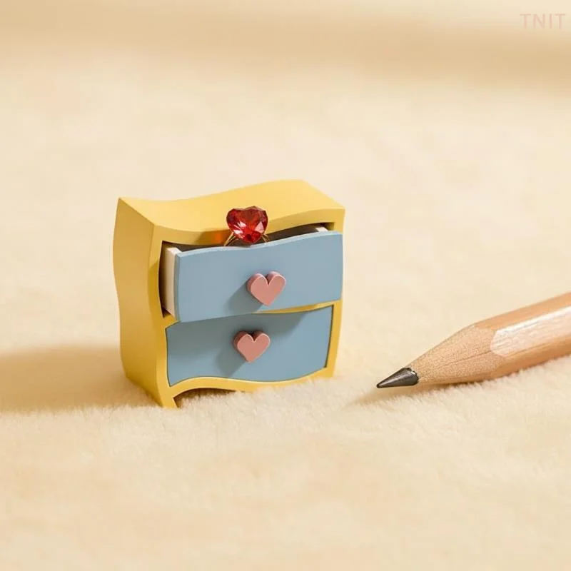 

[J] Miniature Bedside Table 1/12 Dollhouse Love Yellow Nightstand Bedside Drawer Cabinet Doll Furniture Decor Micro Scene Model