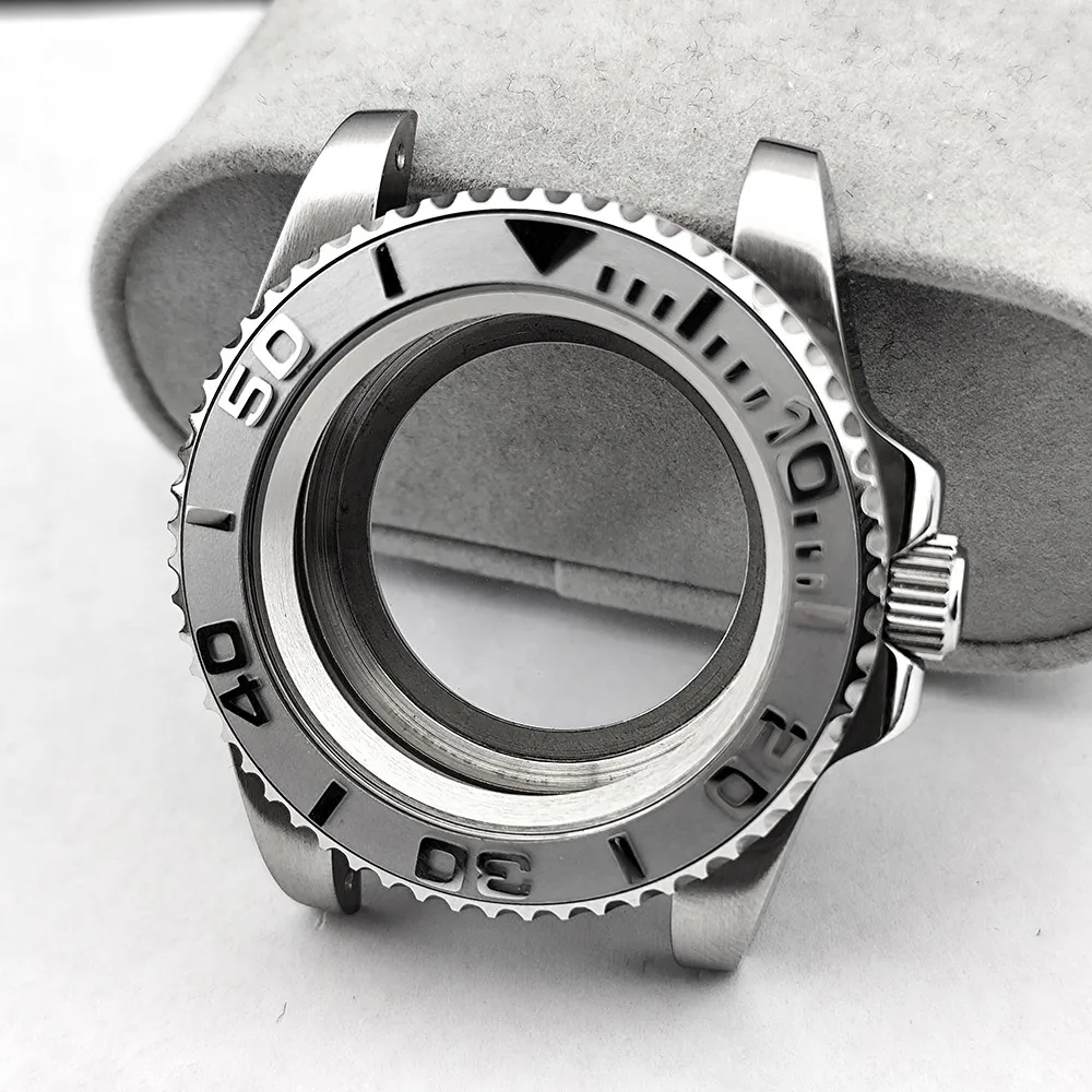 40,5mm Edelstahlgehäuse passend für NH35/NH36 Uhrwerk, Saphirglas, Ersatzteile, Zubehör, Silber, Schwarz, Roségold, Yacht-Uhrenbox – Detail 1