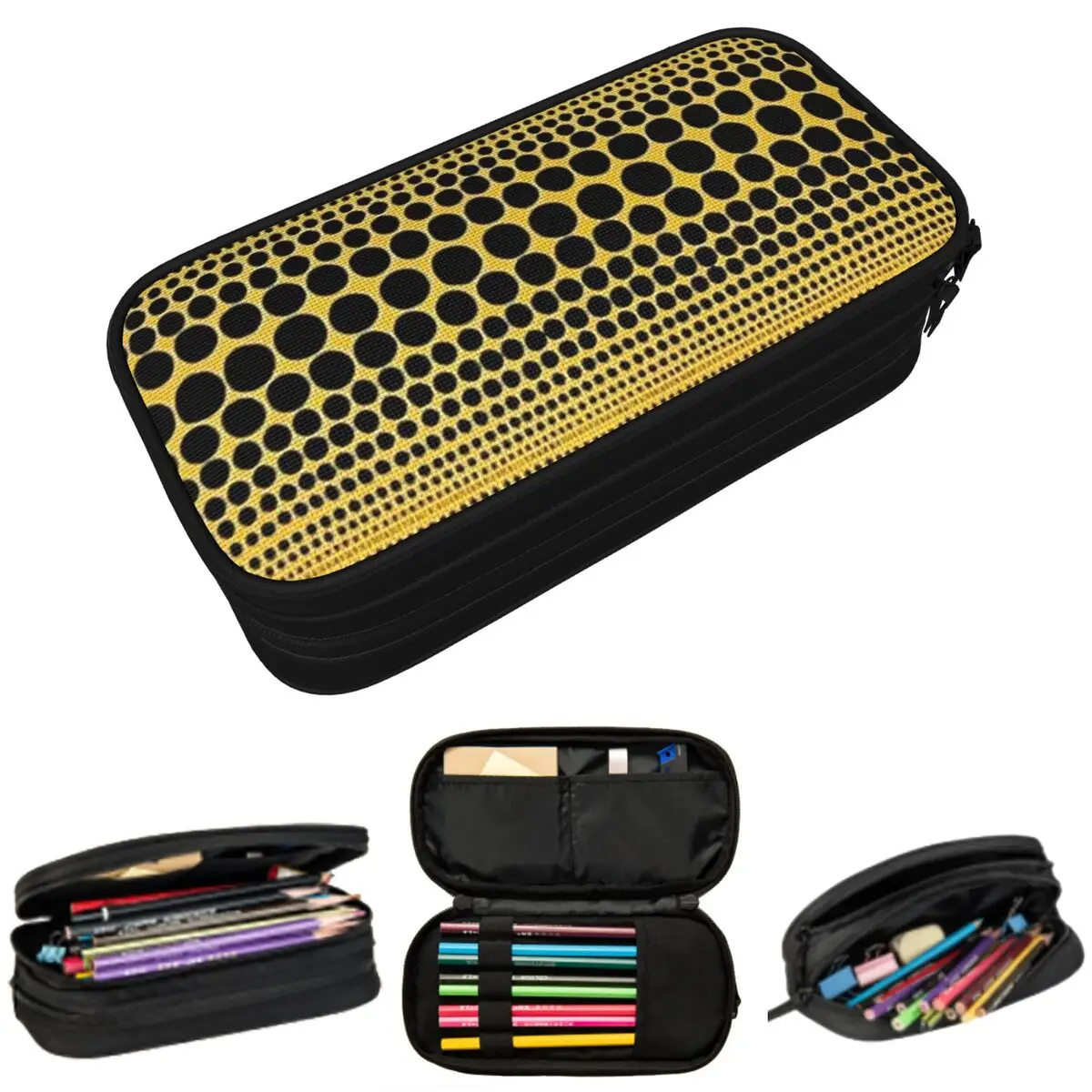 Yayoi Kusama Pumpkin Abstract Art Pencil Case for Kids School Pen Box Pencil Bag Stationery Supplies Pen Holder Bag