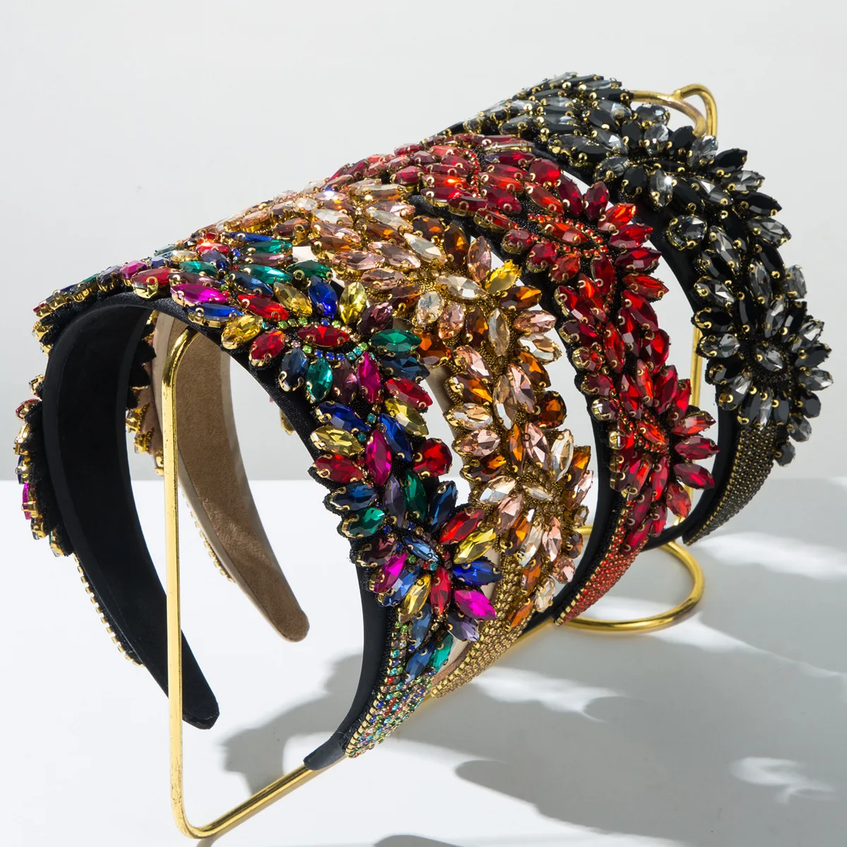 

European and American Fashion New Baroque Retro Full Diamond Headband for Women Luxury Ball Party Hair Accessory