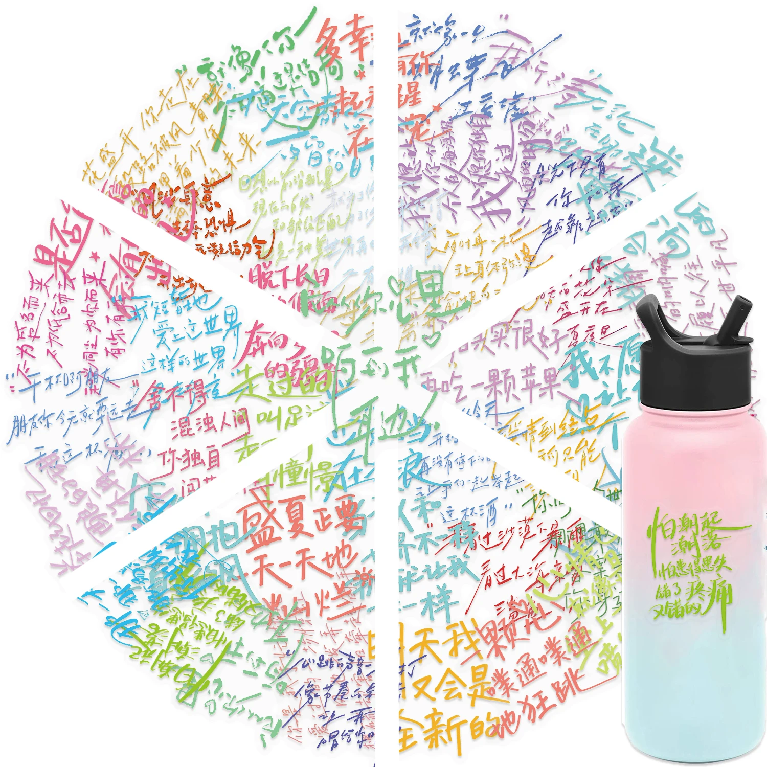 50 قطعة من ملصقات الكلمات الملونة المطلية على الجدران للكمبيوتر المحمول وزجاجة المياه والأمتعة والزينة للهاتف وملصقات مقاومة للماء