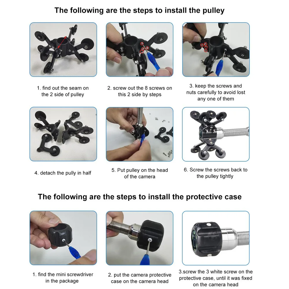 Phụ Kiện Hướng Dẫn Bánh Xe Ốp Bảo Vệ Cho Đầu Camera 23Mm Ống Kiểm Tra Camera Thoát Nước Thông Cống Industrail Camera Nội Soi