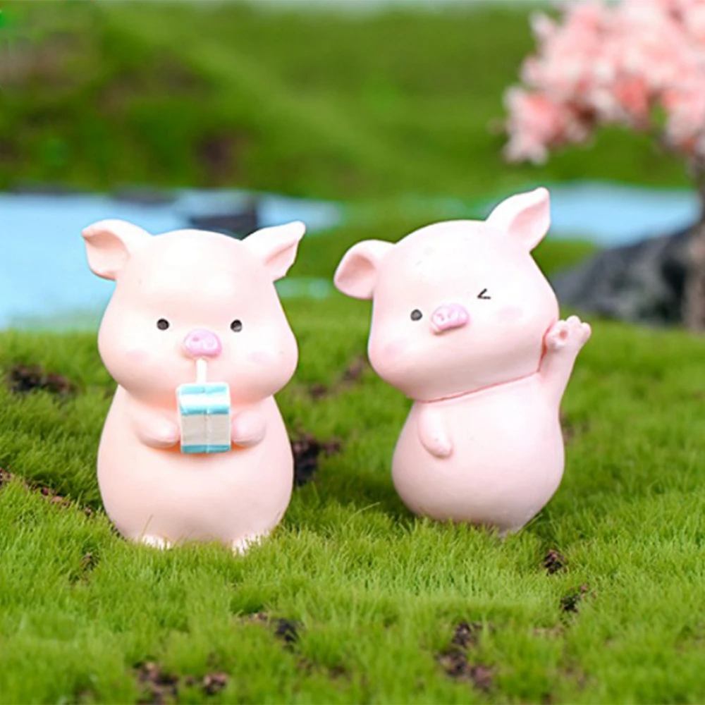 Cartoon home decor Piggy Garden Decoration Pig Ornaments Figurine Animal Model Statue