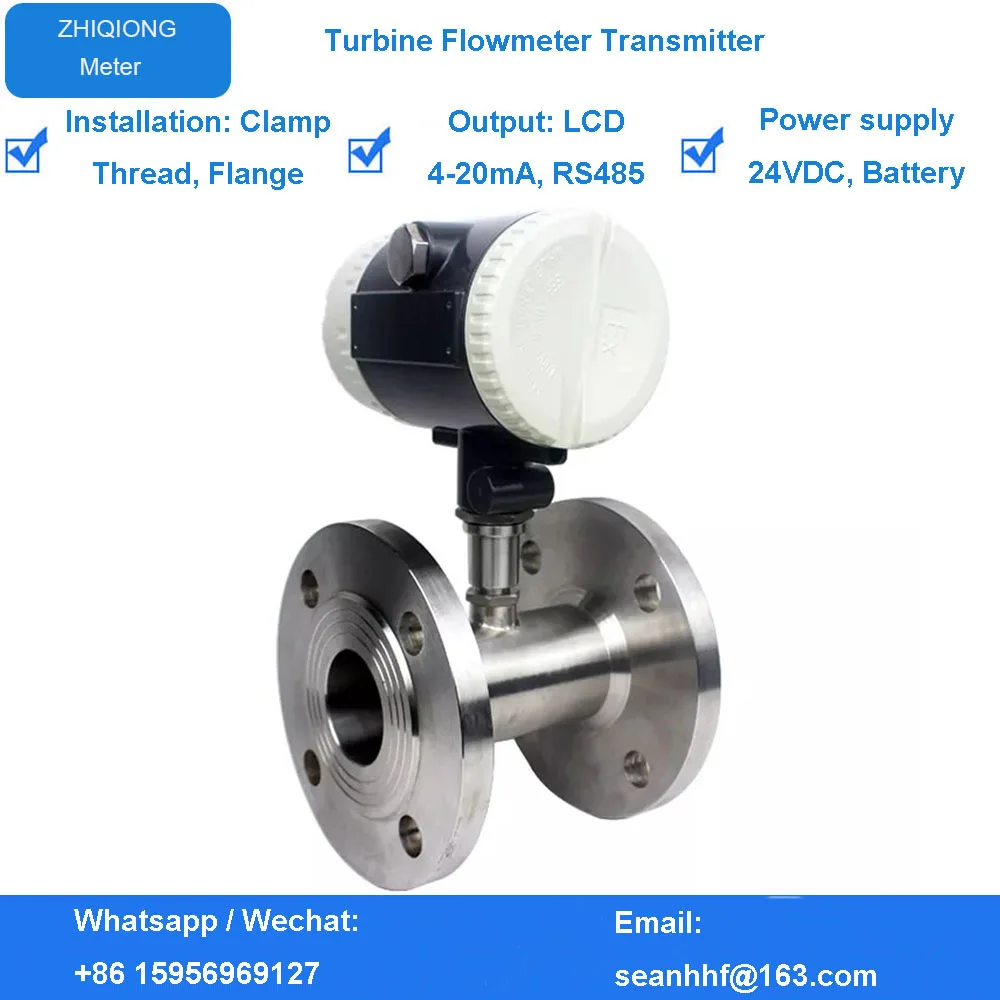 Precyzyjny płynny przepływomierz turbinowy ze stali nierdzewnej cyfrowy olej roślinny etanol przepływomierz 4-20ma przepływomierz turbinowy cena