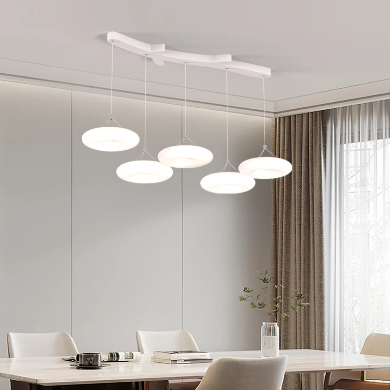 Full Spectrum Restaurant Chandelier Modern Simple Nordic Three-head Dining Table Lamp Cream Style Flying Saucer Lighting