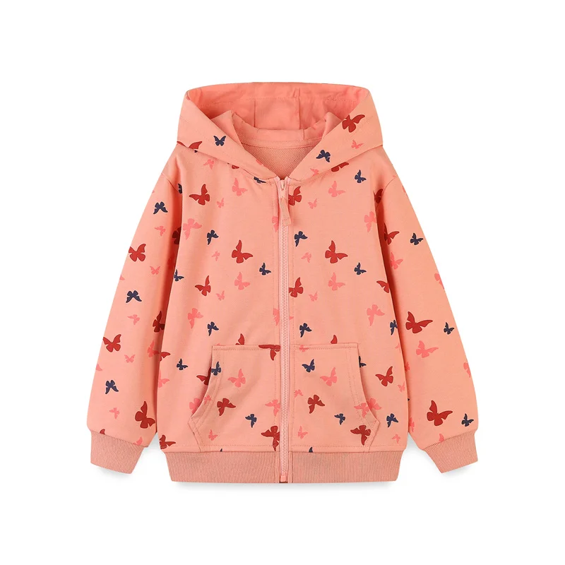 

Jumping Meters 2-7T Girls Hooded Jackets Butterfly Shirts With Zipper Hot Selling Children's Jackets Outwear Spring Clothes Kids