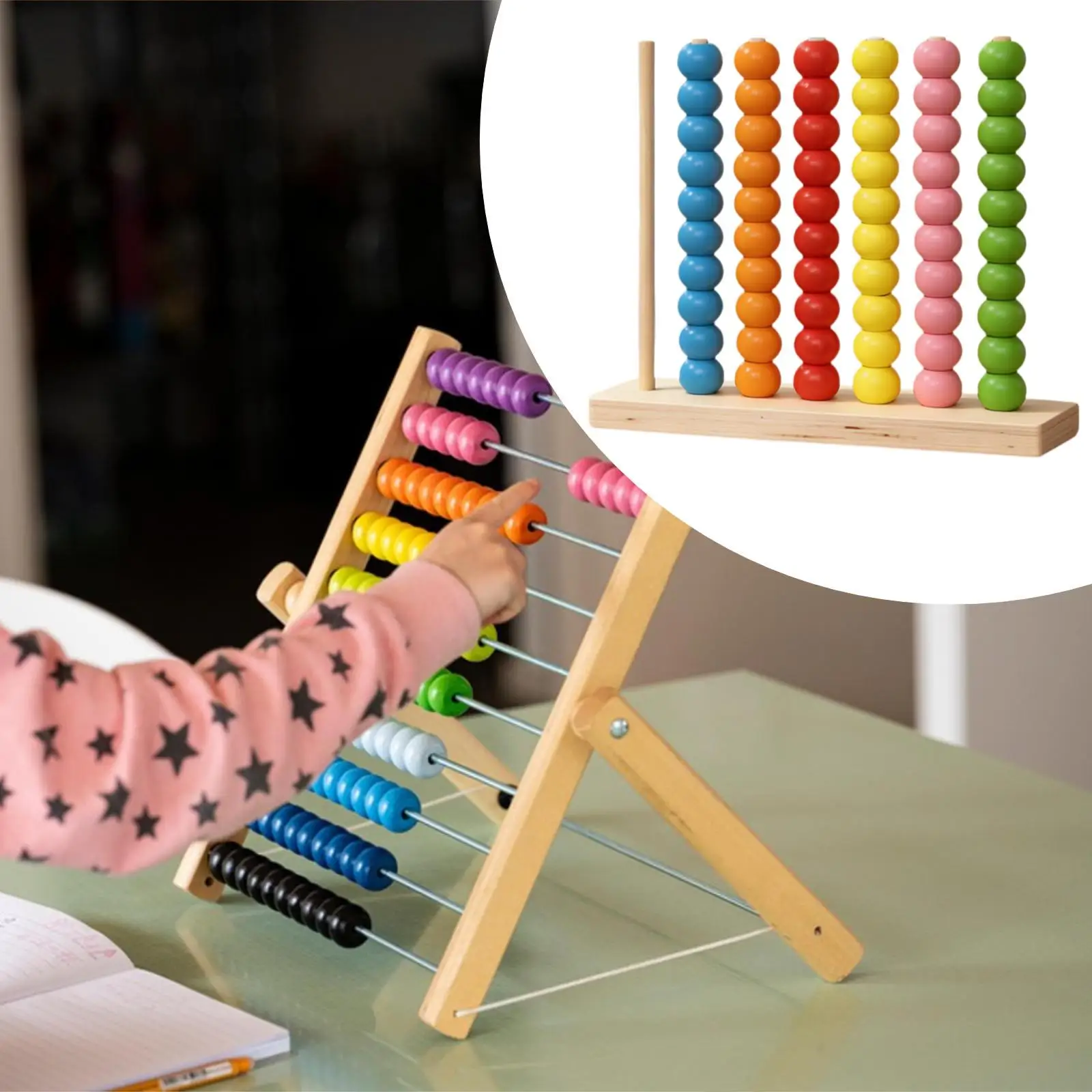 Color Sorting Stacking Toys Wooden Stacking Beads Color Recognition Sensory Toy Educational Toy for Age 3+ Boys Girls Kids
