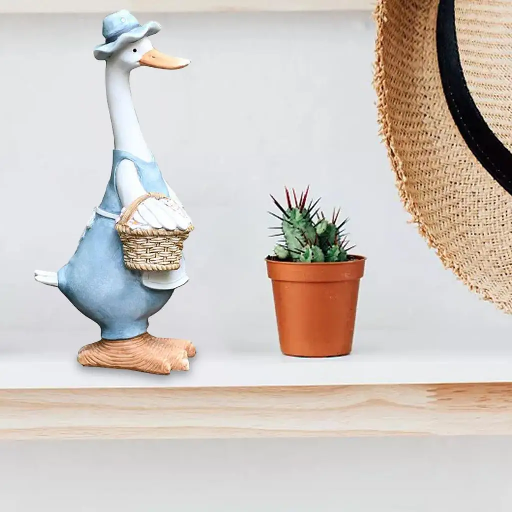 

Статуэтка утки из смолы, декоративная фигурка животного для сада, раскрашенная скульптура для украшения двора, сказочного сада, праздничного декора