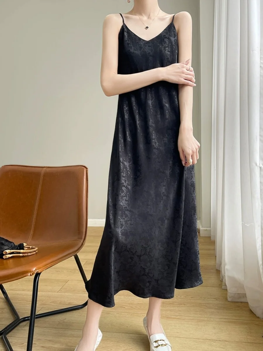 Jupe longue en Satin de soie imprimé V-Ne Strapl Dr, pour les déplacements d'été, sans manches, pour la plage, Vaion, voyage, acétate faionable