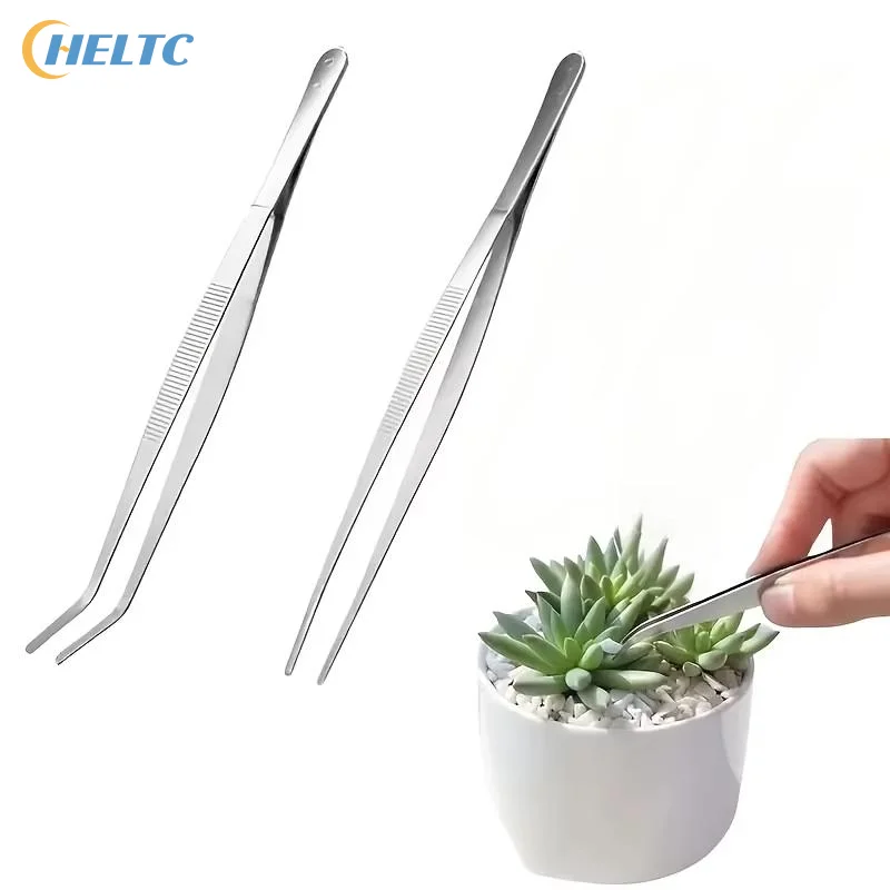 2Pcs 25cm Professional Stainless Steel Kitchen Tweezers For Electroplating Seafood Grilling Precision Cooking