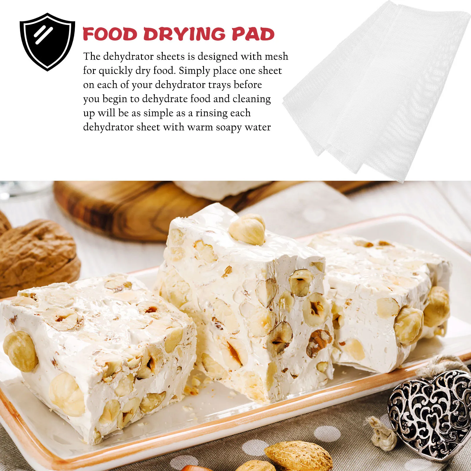 5Pcs Square Silicone Food Dryer Mats Mesh Design Easy Clean Non-Stick Dehydrator Pads for Baking Cookies Scones Fruits