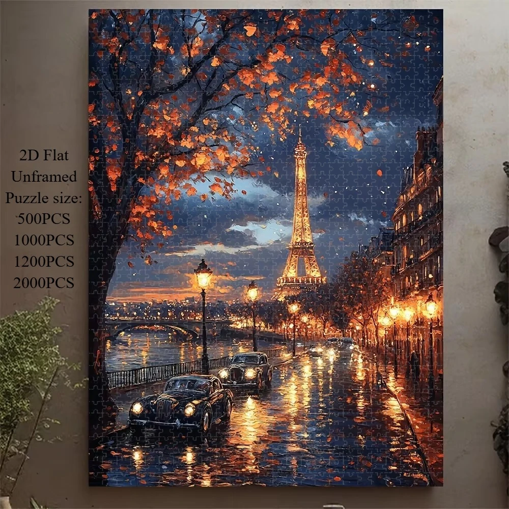 500/1000/1200/2000PCS Puzzles for Eiffel Tower Paris Night View Jigsaw Puzzles Brain Challenge Game Gift Home Decor