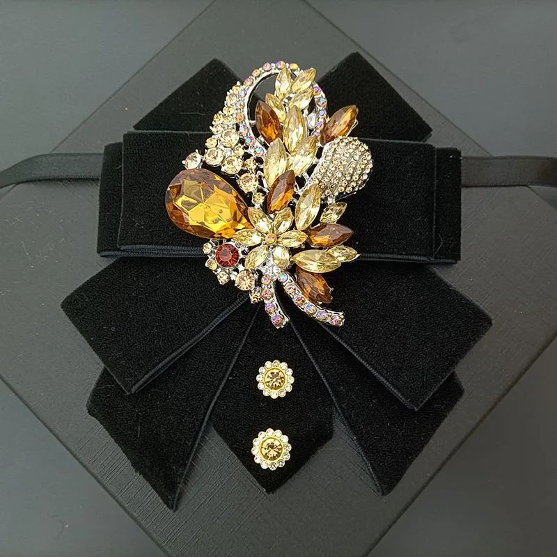 Herren Fliege Samt Strasssteine Handgefertigter Schmuck Geschenke High-End Business Bankett Anzug Hemdkragen Blume Männer Hochzeit Fliege – Detail 5