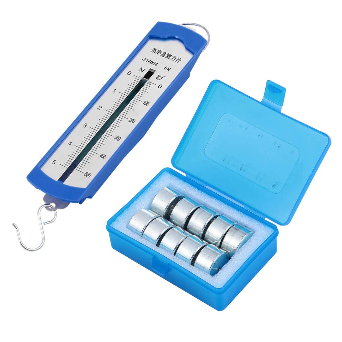 Kit de masse à crochet dynamomètre, Instrument d'enseignement de la physique Portable de haute précision, 2 échelles, 10 crochets, outil d'expérimentation mécanique, 1 ensemble