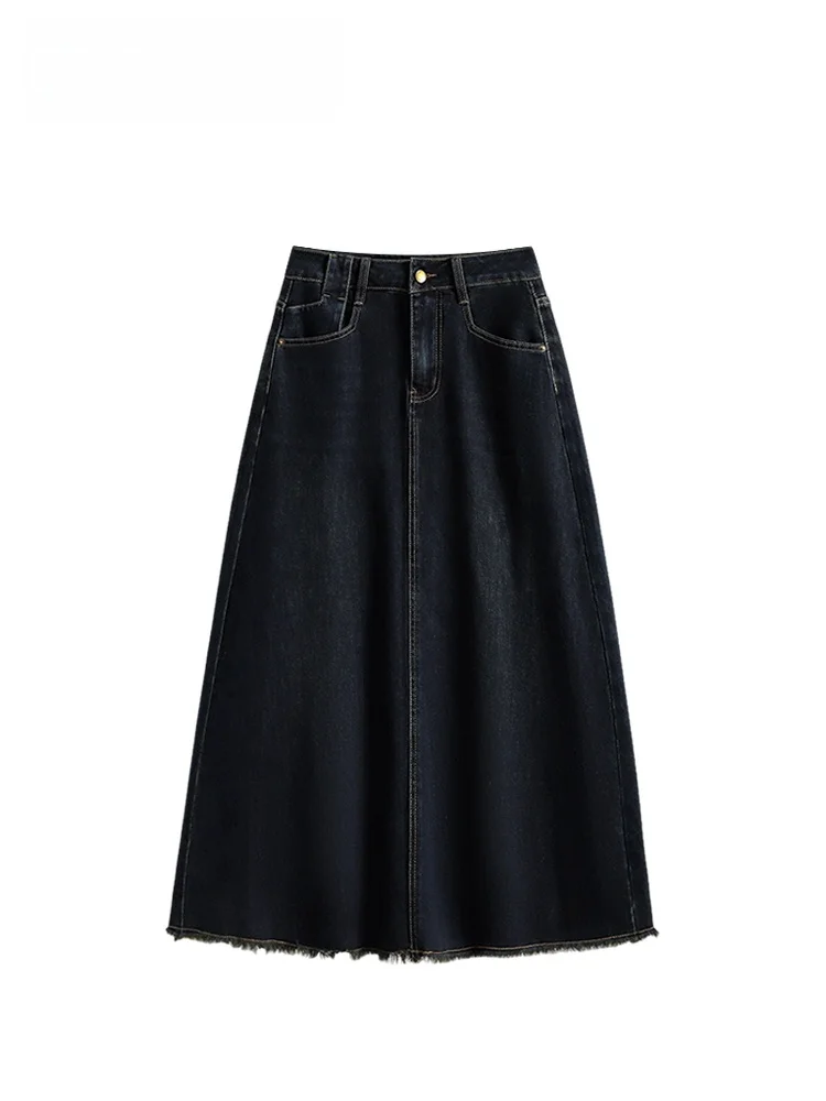 

Faionable A-Line Denim Skirt for plus Size Women Summer New Sle Casual High Waist Loose Fit Slimming Trendy Skirt