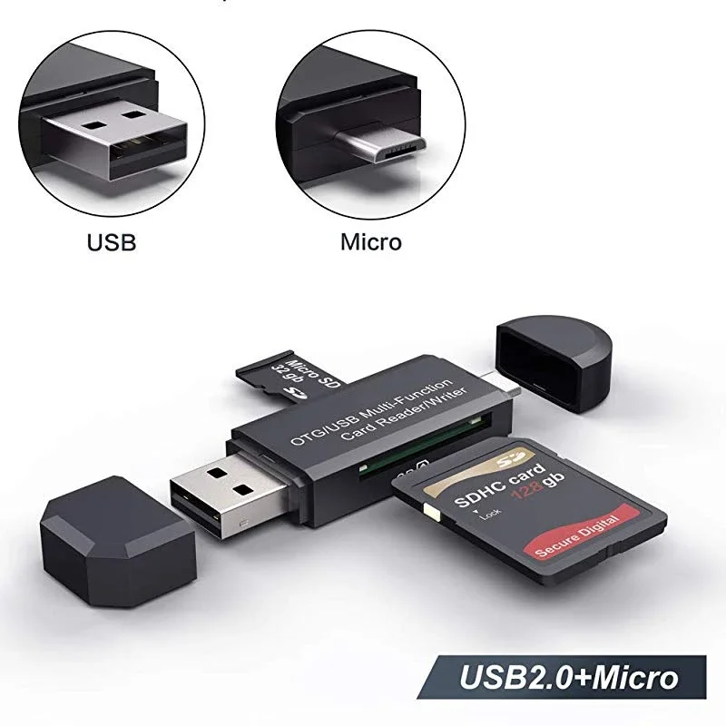 SD Card Reader USB C Card Reader 3 In 1 USB 2.0 TF/Mirco SD Smart Memory Card Reader Type C OTG Flash Drive Cardreader Adapter