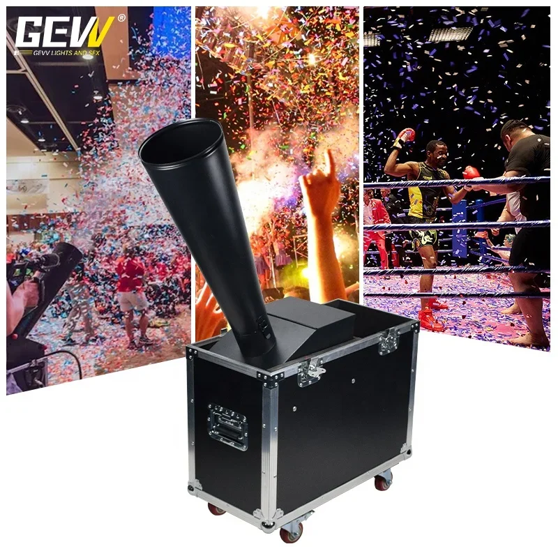 GEVV Small Flightcase Co2 Confetti Blaster Machine Paper Confetti Cannon for Wedding Stage Party