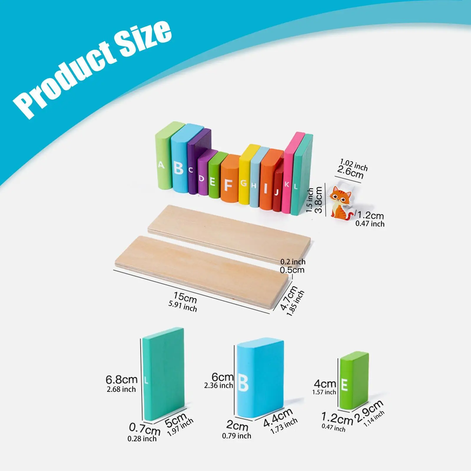 Wooden Building Blocks Set with Cat Fine Motor Skill Stacking Blocks Color Shape Sorting Toys for Kids School Project School