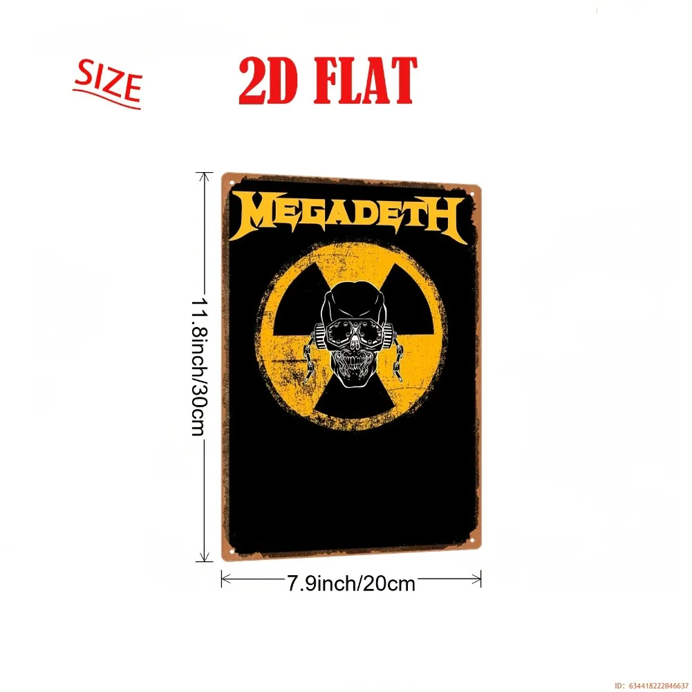2D شقة، 1PC علامة معدنية خمر |   شعار فرقة Megadeth مع هيكل عظمي في المركز ورمز الإشعاع النووي #4