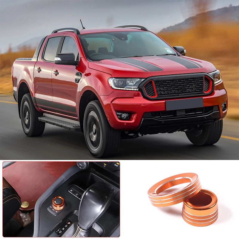 

For Ford Ranger 2015-21 Car Headlight Switch Decoration Ring Four Wheel Drive Switch Knob Trim Cover Aluminum Alloy Accessories