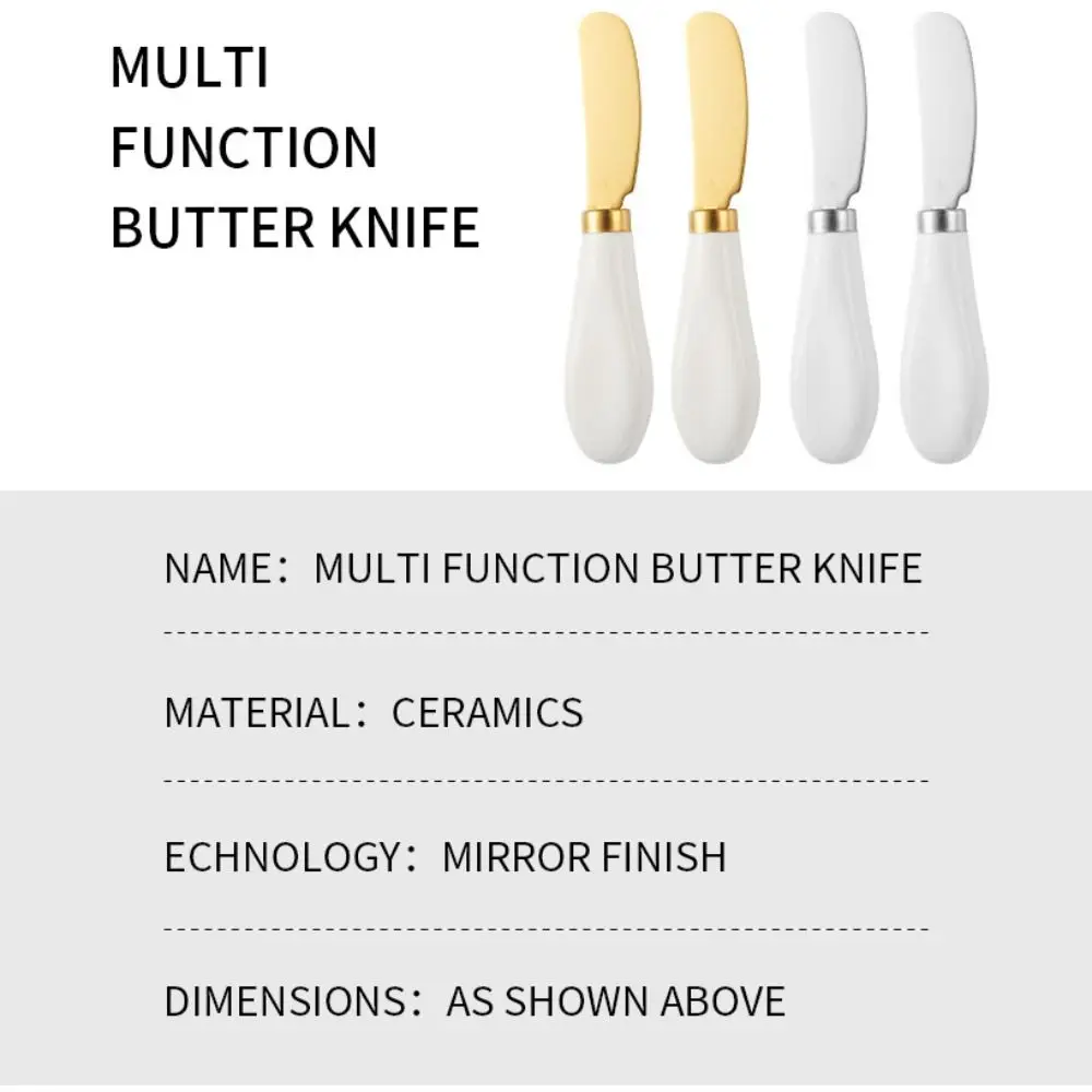 Portable Stainless Steel Cheese Knife Ceramic Handle Wipe Cream Butter Knife Bread Jam Kitchen Tools Canteen