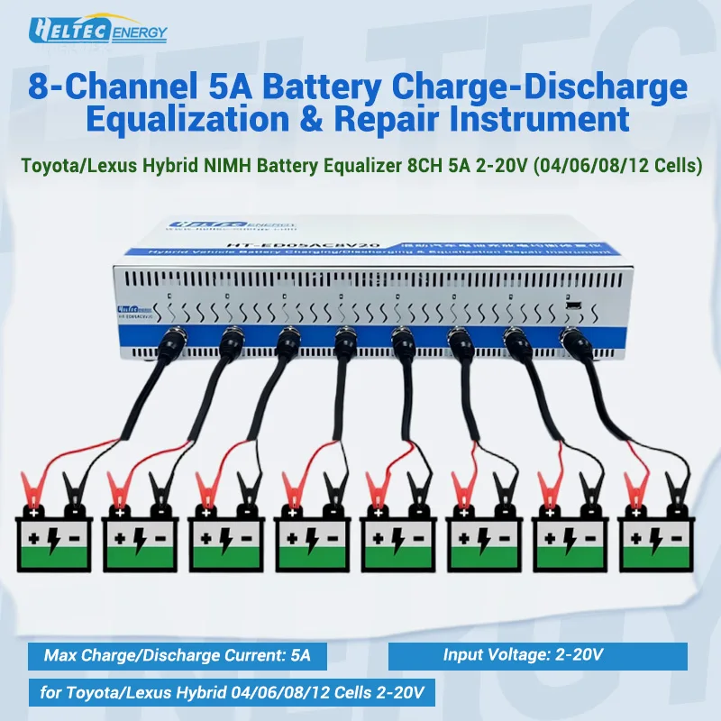 Heltec Hybrid Vehicle Battery Repair Tool 8 Channels 5A Equalizer for Toyota/Lexus NIMH 04/06/08/12 Cells 2-20V