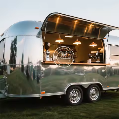 Caravan Food Trailer Fully Equipped Restaurant Snack BBQ Ice Cream Cart Concession Mobile Food Truck Cart For Sale