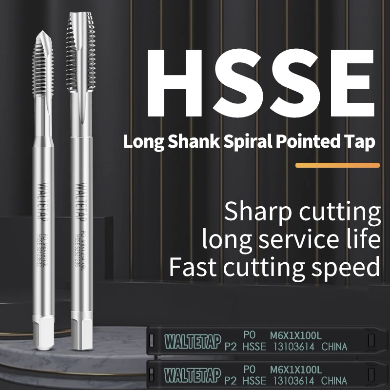 

HSSE-M35 JIS Standard Long Shank 80MM 100MM 150MM Spiral Pointed Tap M2 M2.5 M3 M3.5 M4 M5 M6 M8 M10 M12 Machine Thread Taps