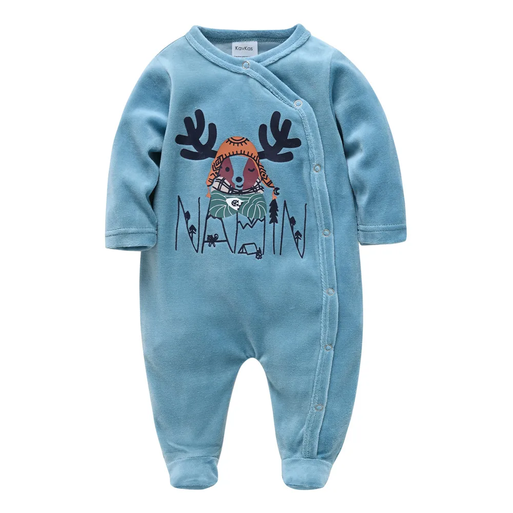 2023 Winter Baby Boy Clothes Cartoon Design Long Sleeve Newborn Girl Rompers Velvet Full Overalls Toddler Costume