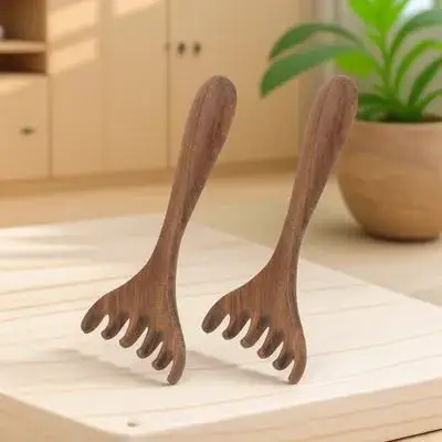 

2pcs Gua Sha Wooden Scalp Massager Tool Relieve Itchiness Relaxation Eye Acupoint Massage Portable Hair Comb Face Guasha Tool