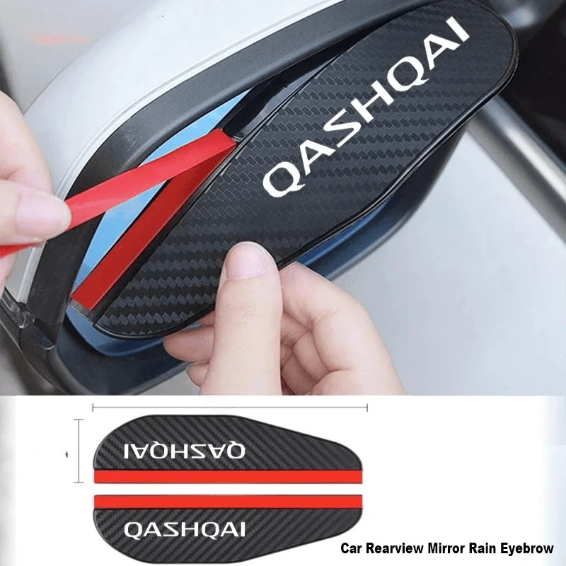 2pcs Carbon fiber Car Rearview Mirror Rain Eyebrow Sticker For Nissan Qashqai J10 J11 Car Styling