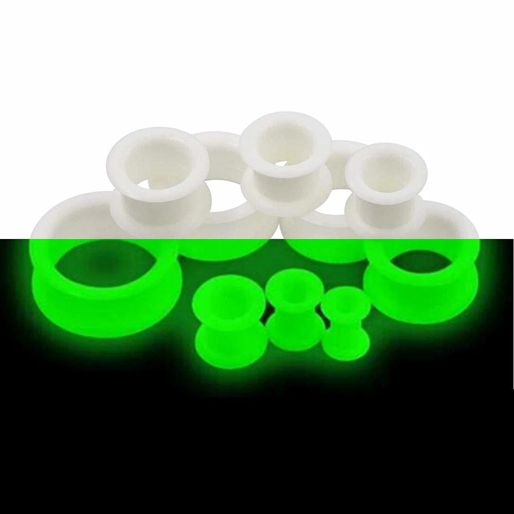 2X سيليكون سميكة اللحم نفق الأذن التوصيل قياس الصلبة مزدوجة متوهج حافة مستديرة 8 جرام (3 مللي متر) - 1 "25 مللي متر) تمتد عدة