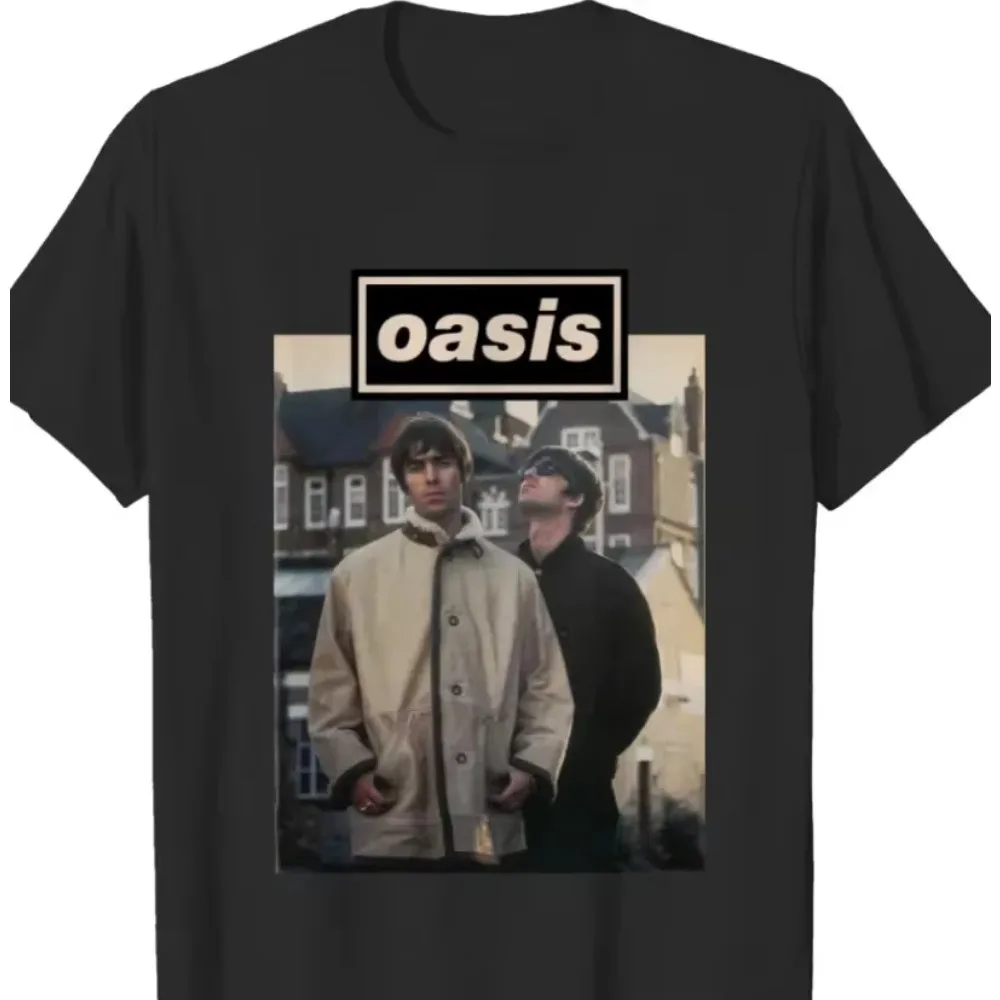 New Oasis American Heavy British Wall of Miracles Heavy American Short Sleeve Loose Retro Singer T-Shirt Men's Harajuku Y2k Top