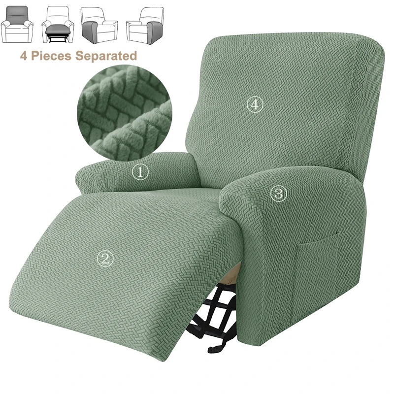 Split Jacquard Recliner Cover Elastic Lazy Boy Chair Sofa Covers Stretch Spandex Couch Slipcovers Armchair Case Solid Color