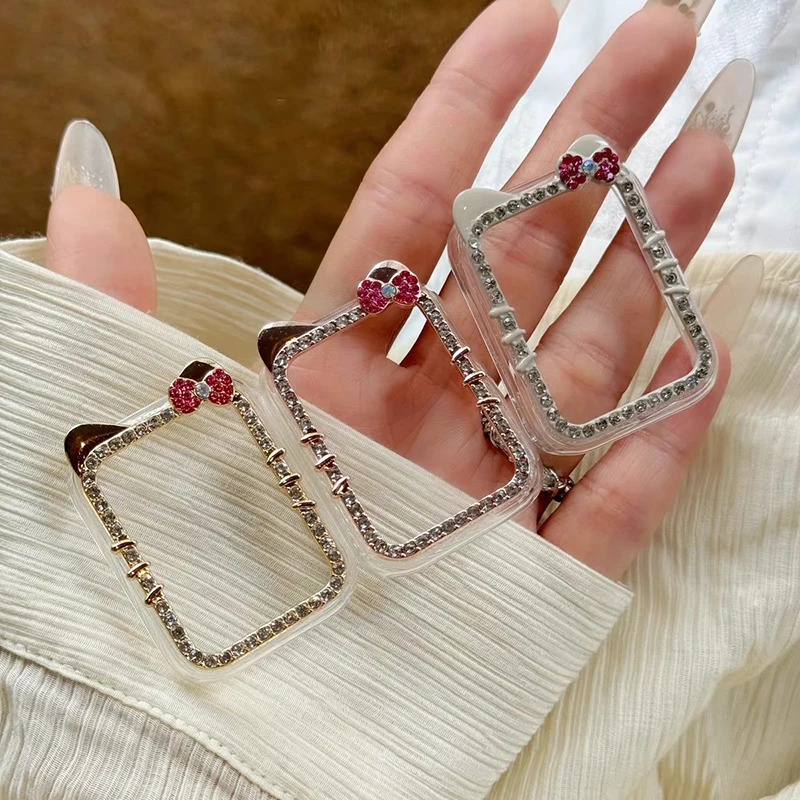 Diamond studded cat ear case for Xiaomi Mi Band 9 9pro PC hollowed out protective case, cute and interesting protective case