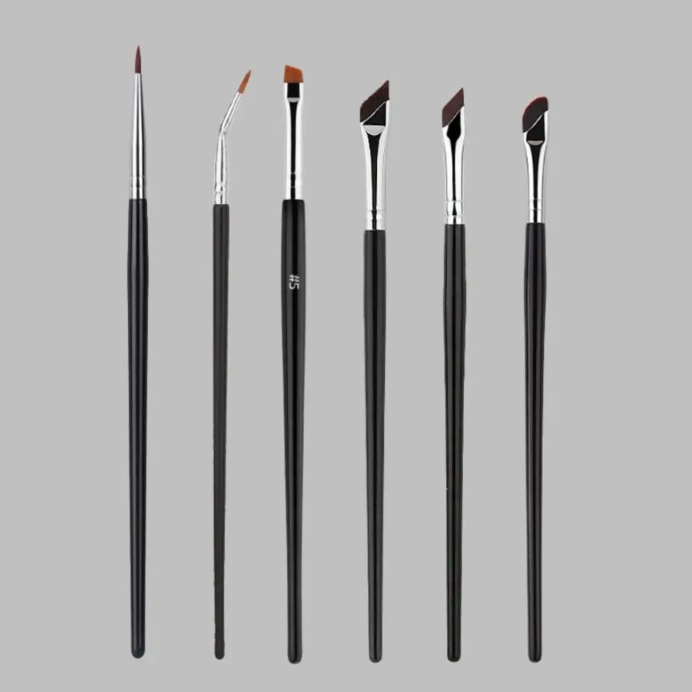 6 pezzi/set pennello per eyeliner angolato ultra fine manico in legno dettaglio precisione pennelli per correttore sopracciglio pennello per ombretto morbido