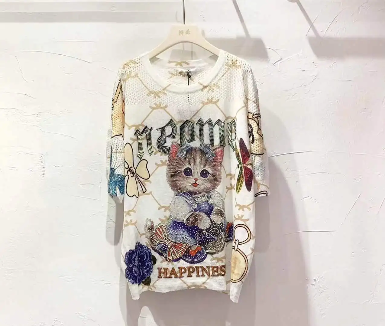 Fashion Printed Vintage T Shirts for Women Summer Clothes Casual Cartoon Pattern Hot Diamonds Half Sleeve Tops Tee Shirt Femme