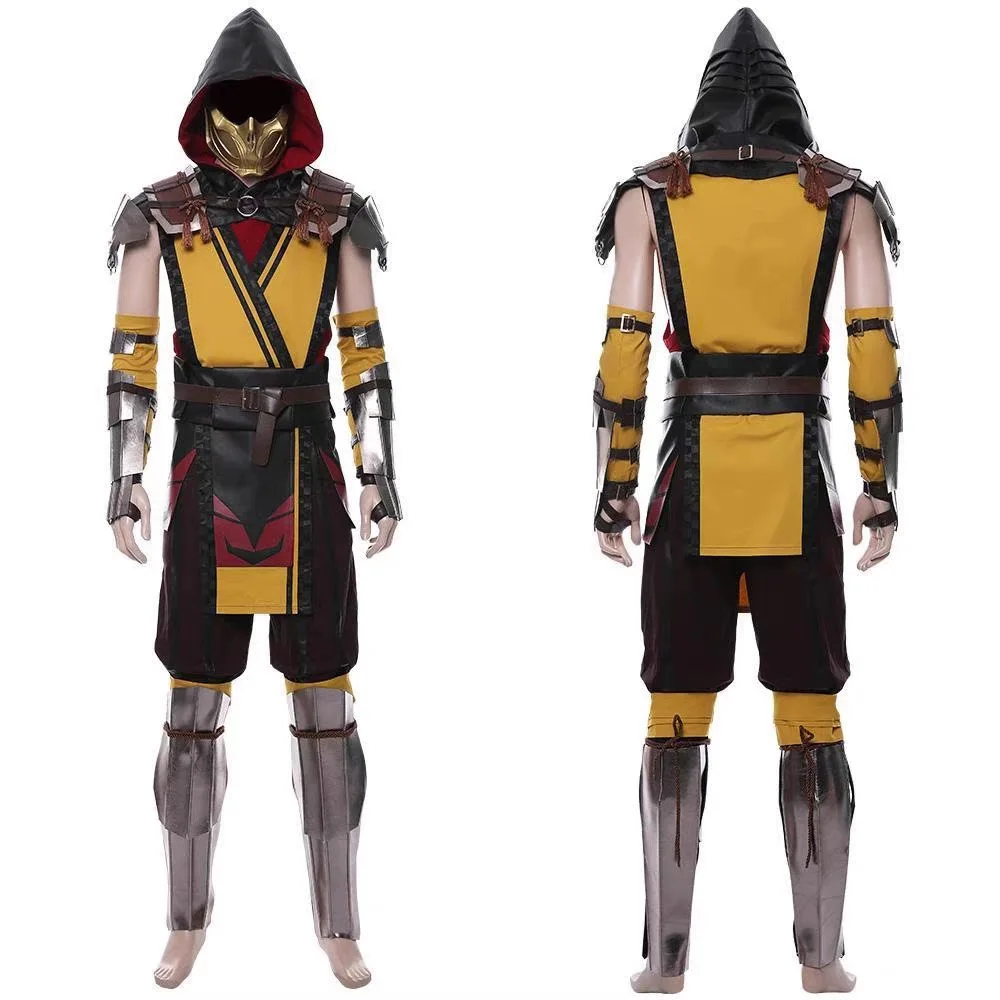 Scorpion Cosplay Game Mortal Kombat 11 Costume Men Fancy Battle Uniform Suit Halloween Carnival Party Warrior Disguise Outfits