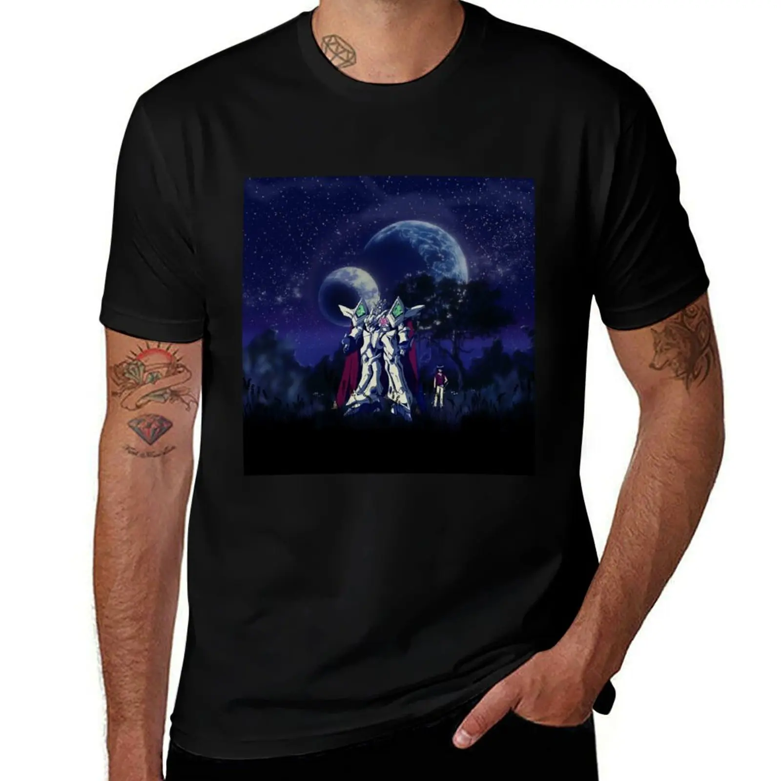 Escaflowne Night Scene, Gaea - ORIGINAL by SillyFun.redbubble.com T-Shirt Casual Trendy Streetwear Tee Shirt T-Shirt