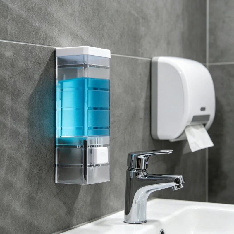 Dispensador de Jabón Manual de Pared sin Perforaciones, Botella Transparente para Jabón, Dispensador de Champú para Accesorios de Baño y Ducha, 1 Pieza