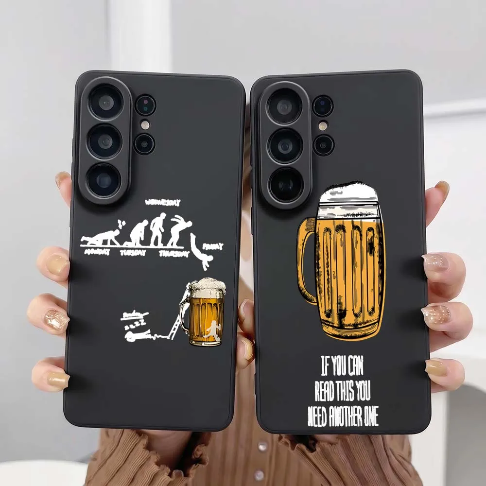 Cartoon Beer Mug Cup Phone Case For Samsung Galaxy S26 S25 S24 S23 S22 S21 S20 Pro Edge Ultra Plus FE 5G Black Cover