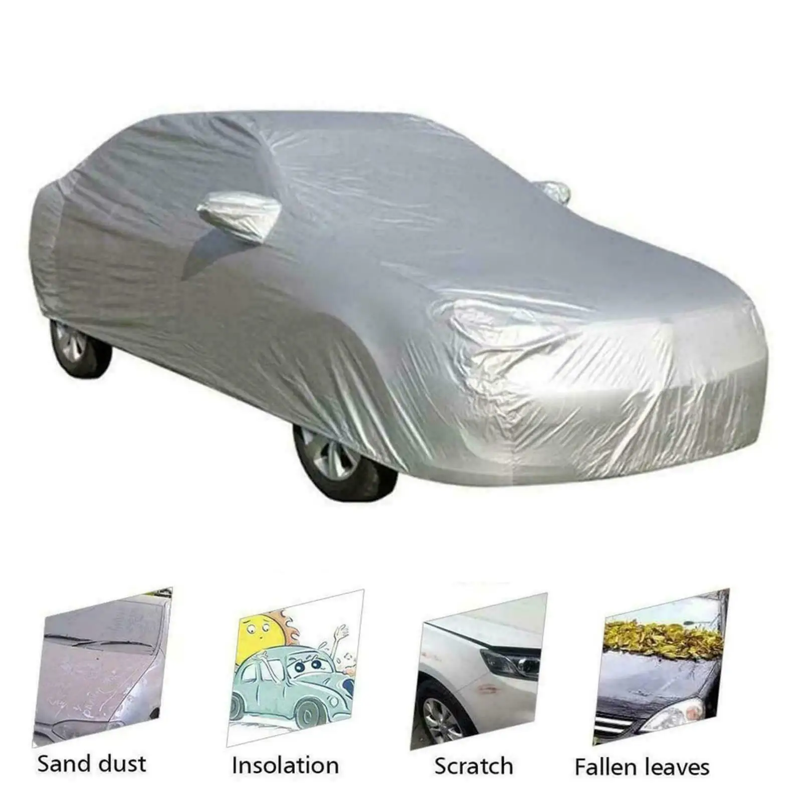 

Waterproof Summer Sunscreen Dustproof Outdoor Indoor Use Heat Reflective Hood Xl Silver Size Summer Car Sunscreen Cover