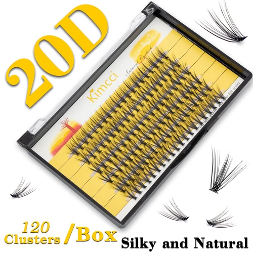 Kimcci 120 mechones extensión de pestañas de visón Natural 3D volumen ruso pestañas postizas individuales 20D pestañas en racimo maquillaje cilios