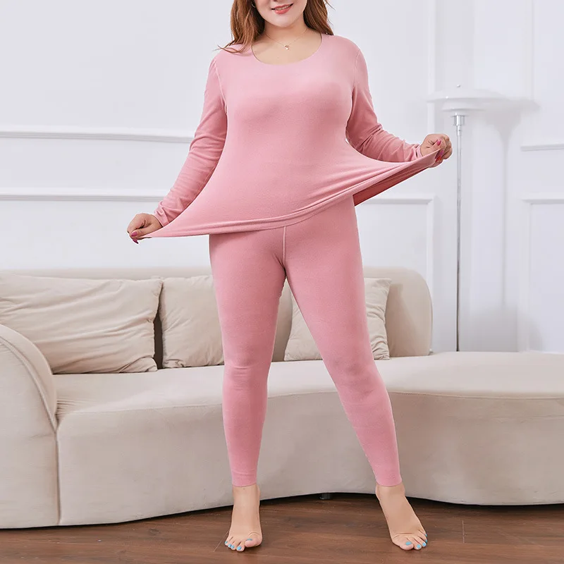 2 Sets Long Sleeve Women's Thermal Underwear Woman Winter Sets Plus SizeThermal Pants Top Two Piece Set Thin Women Suits Warming