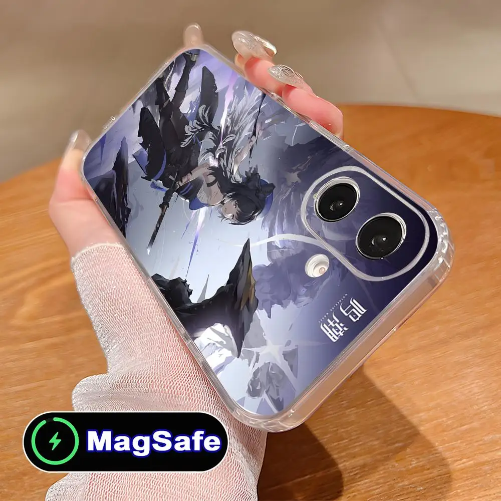 

Чехол для телефона Wuthering Waves Yangyang для iPhone 17, 16, 15, 14, 13, 12, 11 Air Pro Max Plus Mini Magsafe, прозрачный цветной чехол