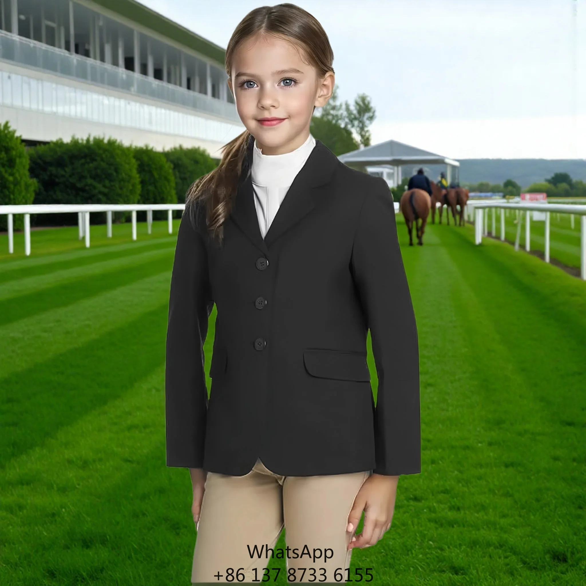 

Детская соревновательная куртка для конного спорта из полиэстера и спандекса, для выступлений на конных соревнованиях